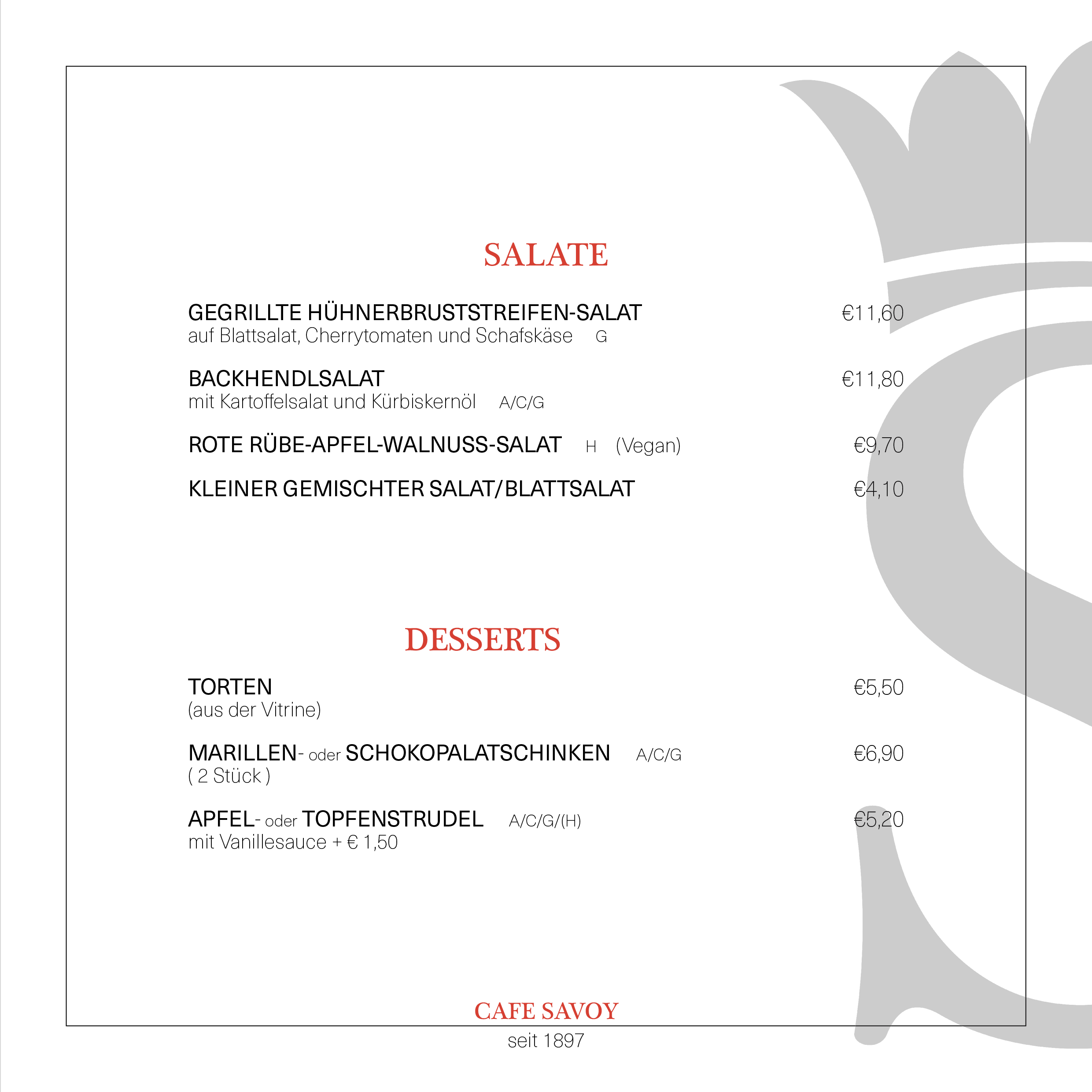 Café Savoy Speisekarte 2024-02-S13