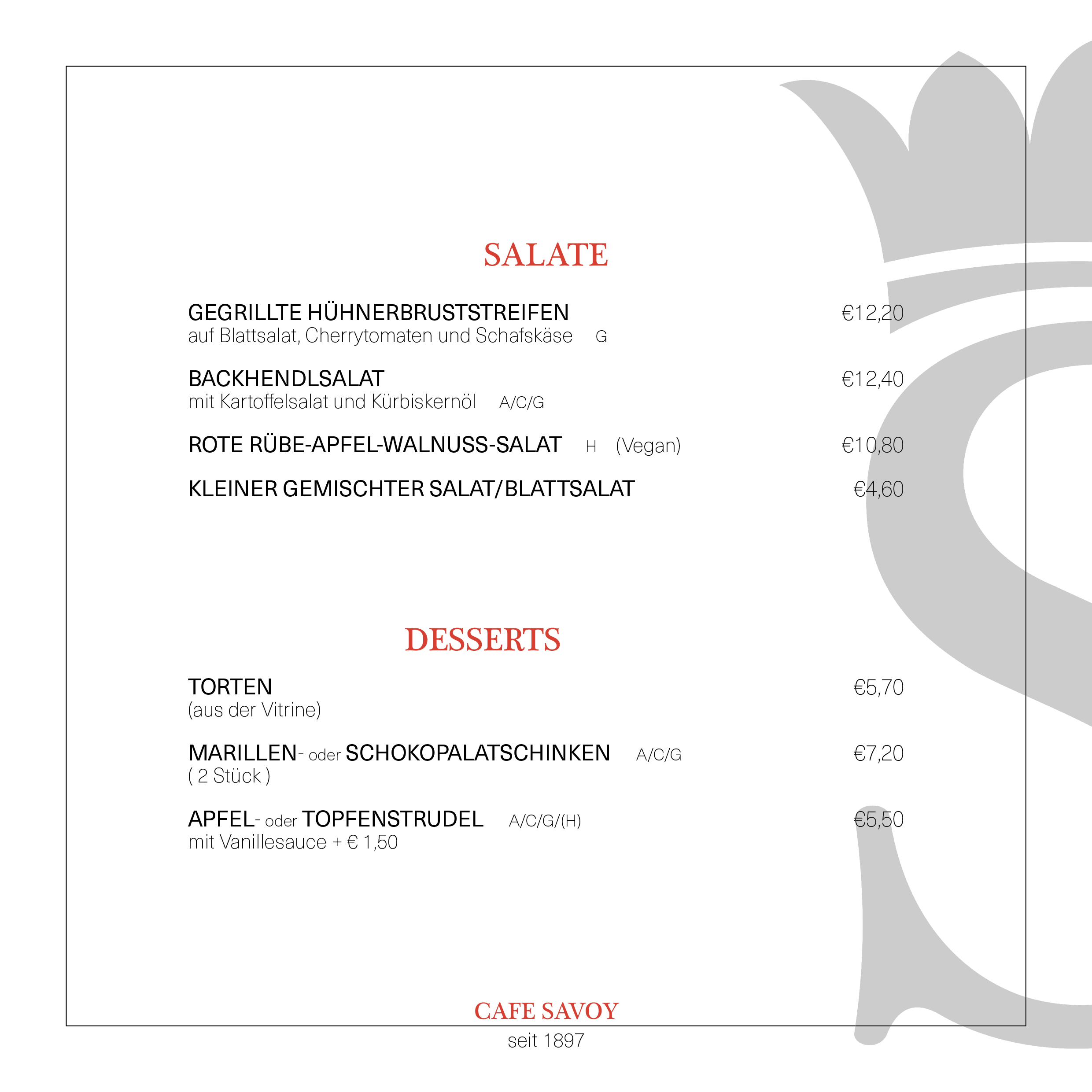 Café Savoy Speisekarte 2024-12-S13